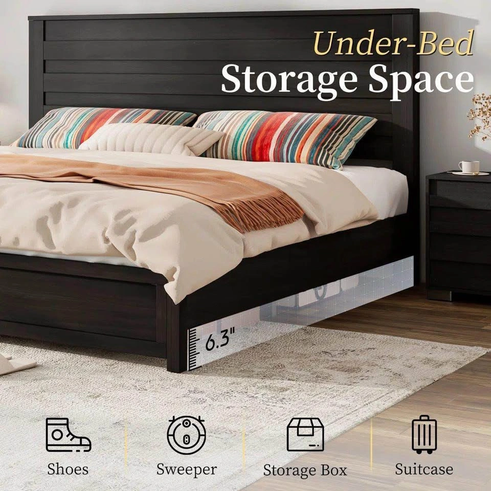 Farmhouse Style Dark Wood Bed Frame with 49" Headboard - photo 3
