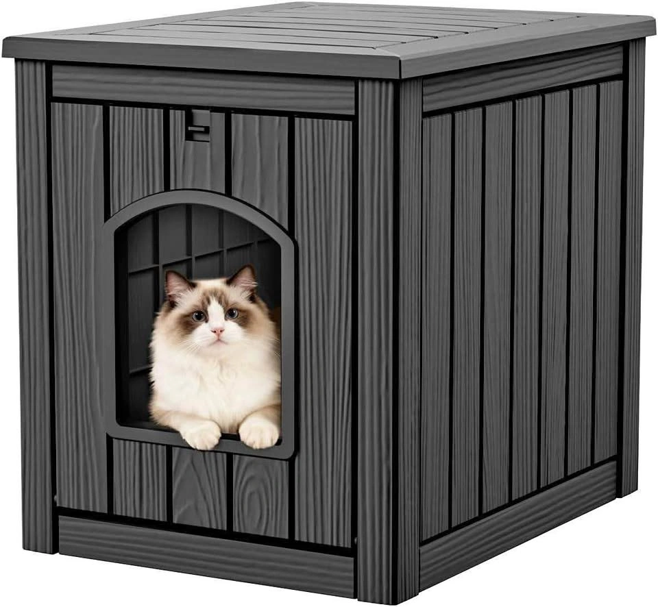 Resin Outdoor Cat House and Side Table