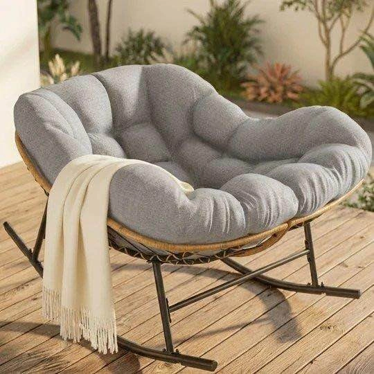 Rocking Papasan Chair with Grey Cushion - photo 2