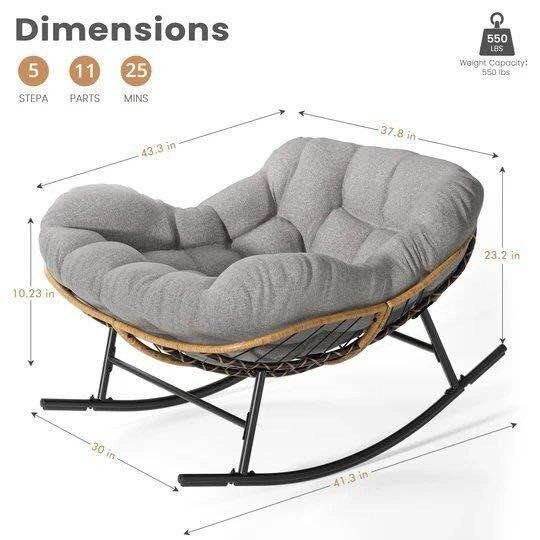Rocking Papasan Chair with Grey Cushion - photo 3