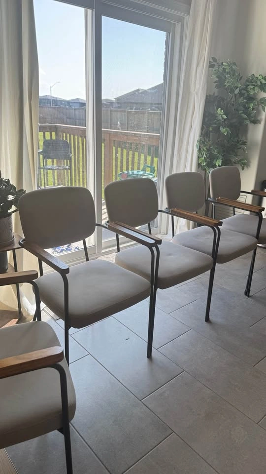 Set of 6 Mid-Century Modern Style Dining Chairs with Wood Armres - photo 4