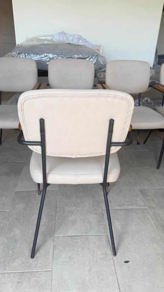 Set of 6 Mid-Century Modern Style Dining Chairs with Wood Armres - photo 5