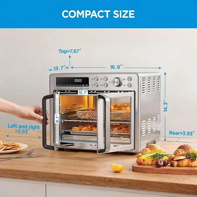 Midea 26.4Qt Air Fryer Toaster Oven, 10-in-1, SS - Brand New - photo 3