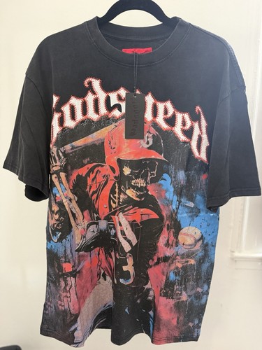Godspeed Skeleton Men's Baseball Player Short Sleeved T-Shirt - photo 2