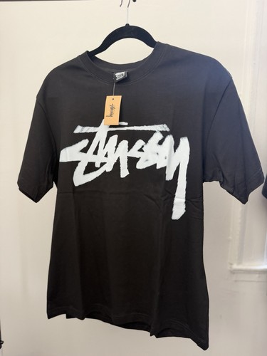Stussy Men’s Logo Graphic Print Tee – Black, Cotton, Size S - photo 2