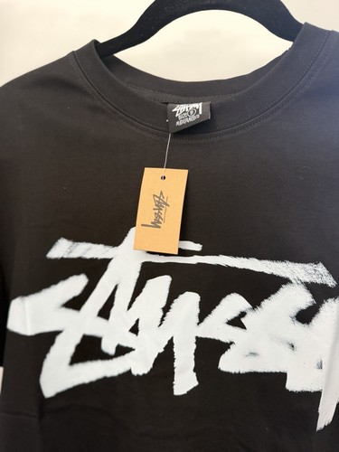 Stussy Men’s Logo Graphic Print Tee – Black, Cotton, Size S - photo 3