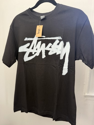Stussy Men’s Logo Graphic Print Tee – Black, Cotton, Size S - photo 4
