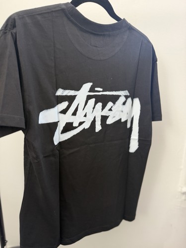 Stussy Men’s Logo Graphic Print Tee – Black, Cotton, Size S - photo 5