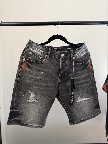 PURPLE Men’s Gray Denim Shorts, Medium Wash 5-Pocket - photo 2