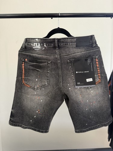 PURPLE Men’s Gray Denim Shorts, Medium Wash 5-Pocket - photo 3