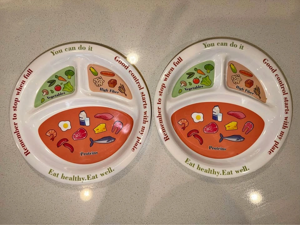 Set of 2 Portion Control Healthy Eating Plates Bariatric