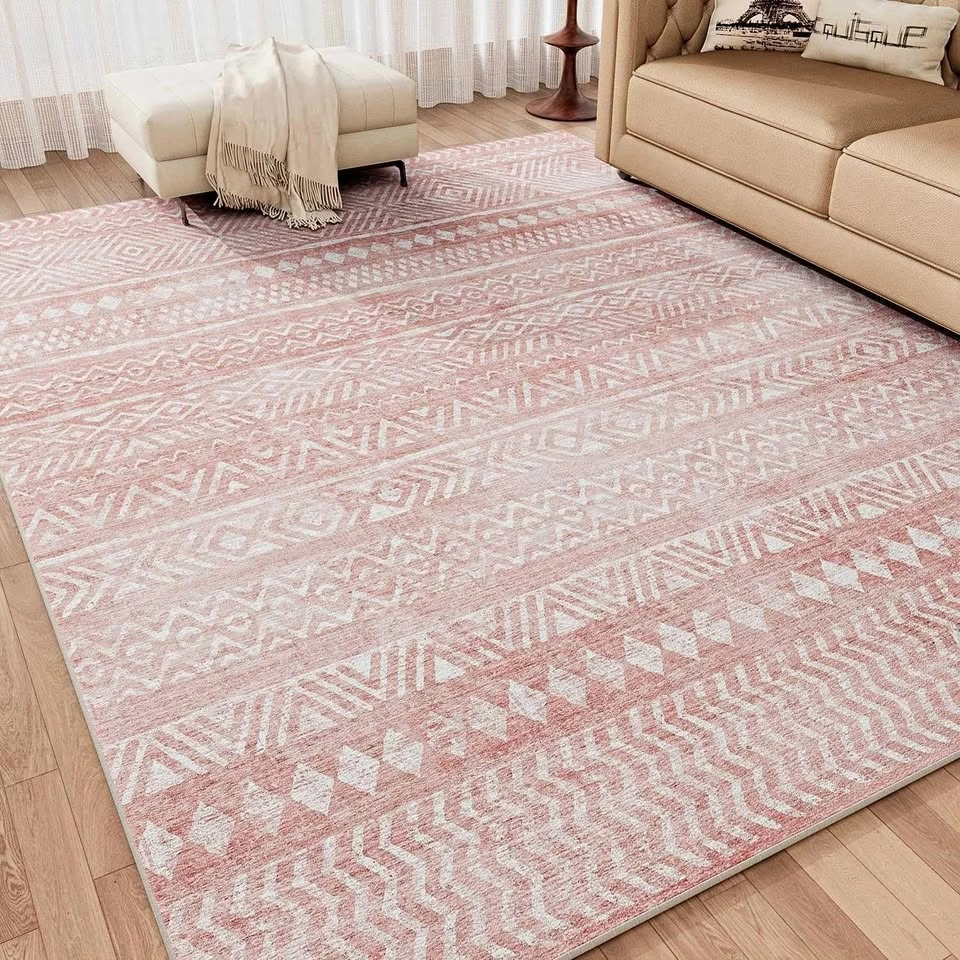 Area Rugs 8x10 Boho Soft Pink New