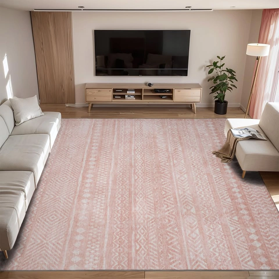 Area Rugs 8x10 Boho Soft Pink New - photo 2