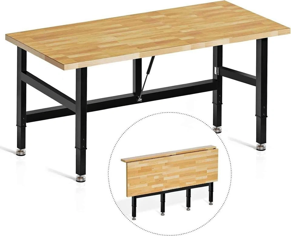 48” Heavy Duty Foldable Workbench – Solid Wood Top – NEW