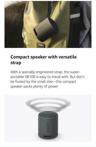 Sony SRS-XB100 Portable Wireless Bluetooth Speaker (Black) - photo 3