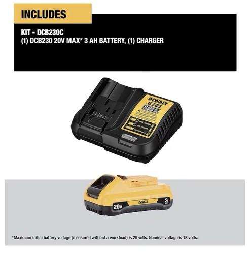 20V DeWALT DCB230C Starter Kit 3.0 Ah Battery + Charger Set - photo 3