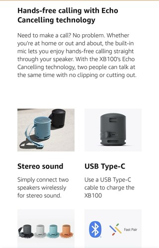 Sony SRS-XB100 Portable Wireless Bluetooth Speaker (Black) - photo 4