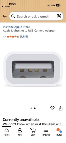 Apple MD821AM/A Lightning to USB Camera Adapter - photo 2