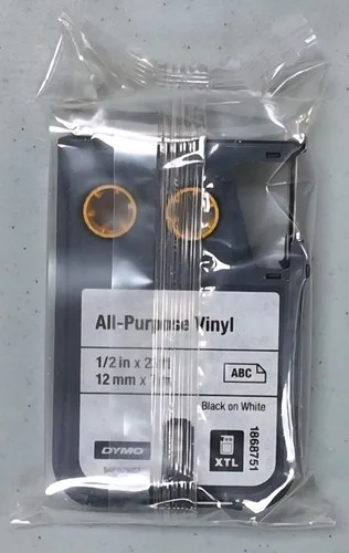 Dymo All-Purpose Vinyl 1/2 inch x 23ft Black on white 1868751 - photo 2