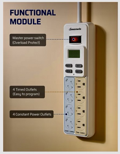 DEWENWILS 8-Outlet Power Strip with Timer - photo 4