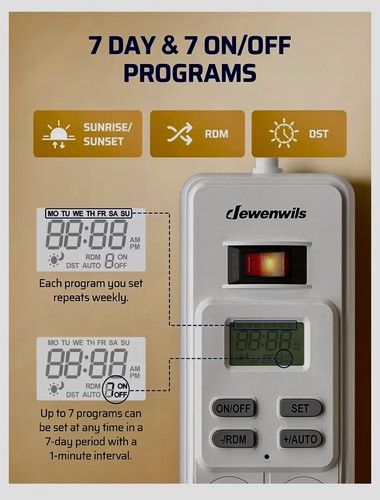 DEWENWILS 8-Outlet Power Strip with Timer - photo 5