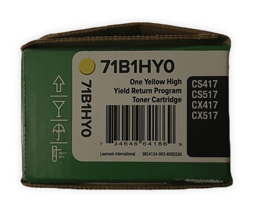 LEXMARK GENUINE 71B1HY0 YELLOW TONER HI YLD CS417/CX517