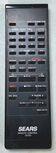 SEARS Remote Control 30130 Vintage Remote For VCR/TV