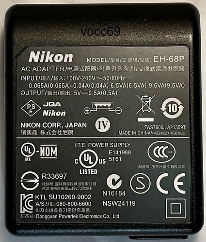 Nikon EH-68P AC Adapter/Charger for Coolpix Cameras