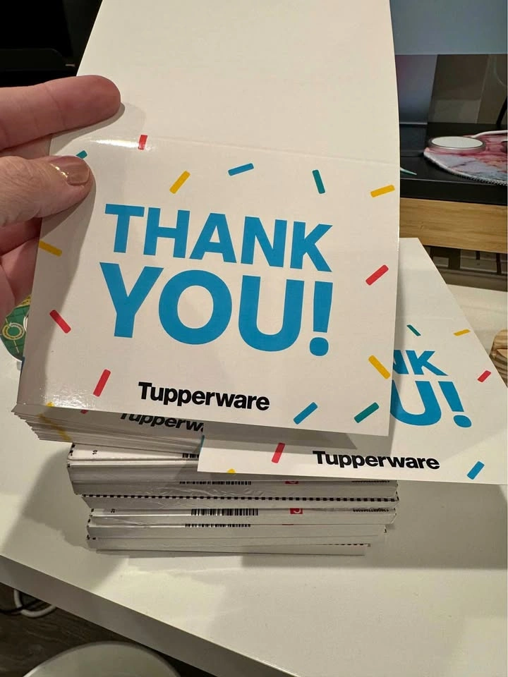 Approximately 200 Tupperware Thank you cards new