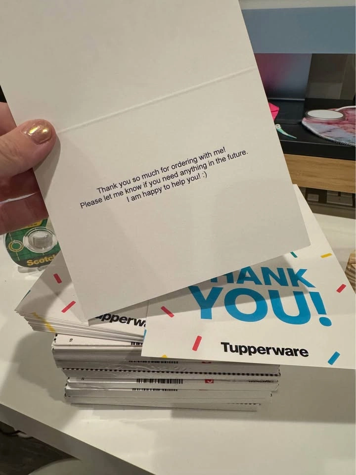 Approximately 200 Tupperware Thank you cards new - photo 2