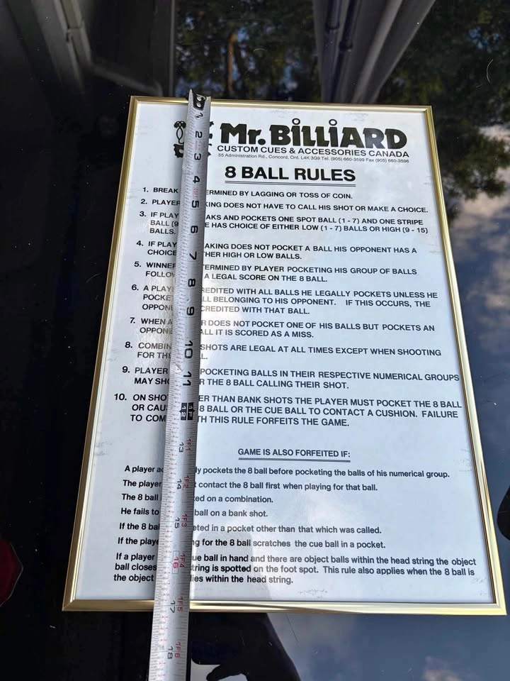 Mr. Billiard 8 Ball Rules Sign