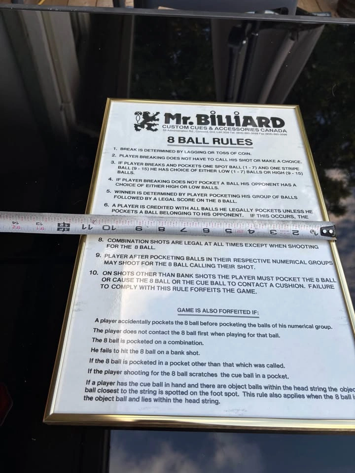 Mr. Billiard 8 Ball Rules Sign - photo 3