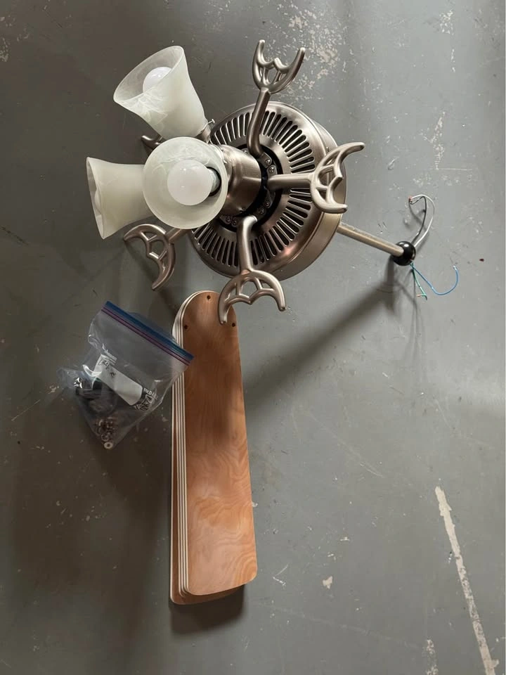 52” Brushed Nickel Ceiling Fan with Light Kit & Wood Blades - photo 2