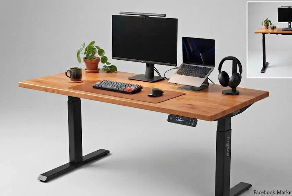 60”x30” Vernal Solid Wood Cherry Electric Standing Desk
