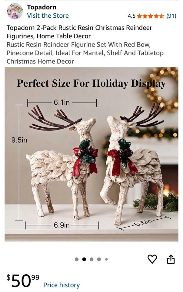 Christmas reindeer decor - pack of 2