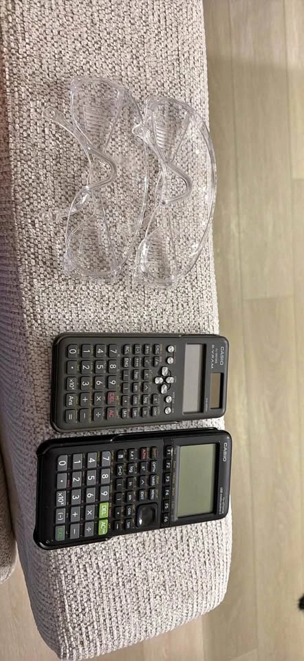 Casio fx-991MS and fx-9750GII Calculators with Safety Glasses