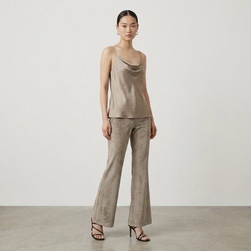Club Monaco Pewter Champagne Gold Velvet Trousers Size 4