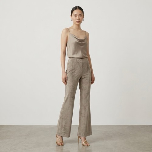 Club Monaco Pewter Champagne Gold Velvet Trousers Size 4 - photo 2