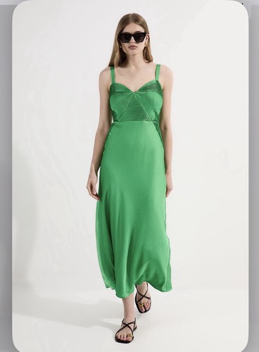 NWT Karen Millen Green Slip Maxi Dress - Size 8