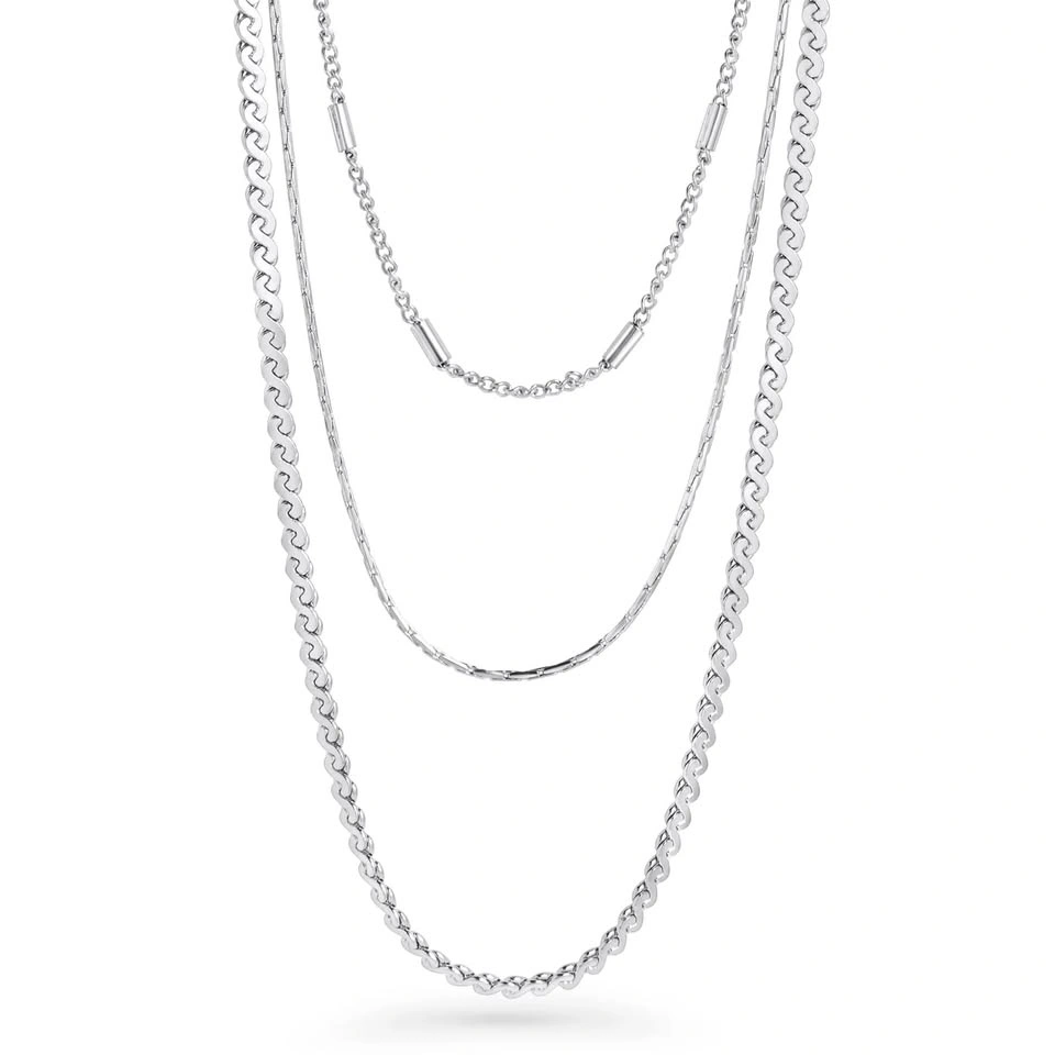 Stainless Steel Layered Necklace (Silver-tone)