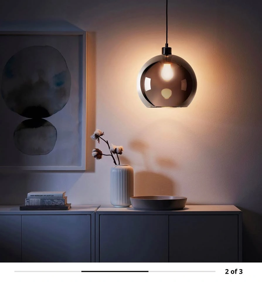 (3) IKEA JAKOBSBYN Pendant Lamp Shade Smoked Glass - photo 2