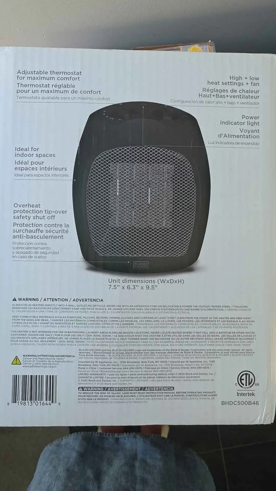NEW IN BOX Black+Decker Personal Ceramic Space Heater (1500W) - photo 4