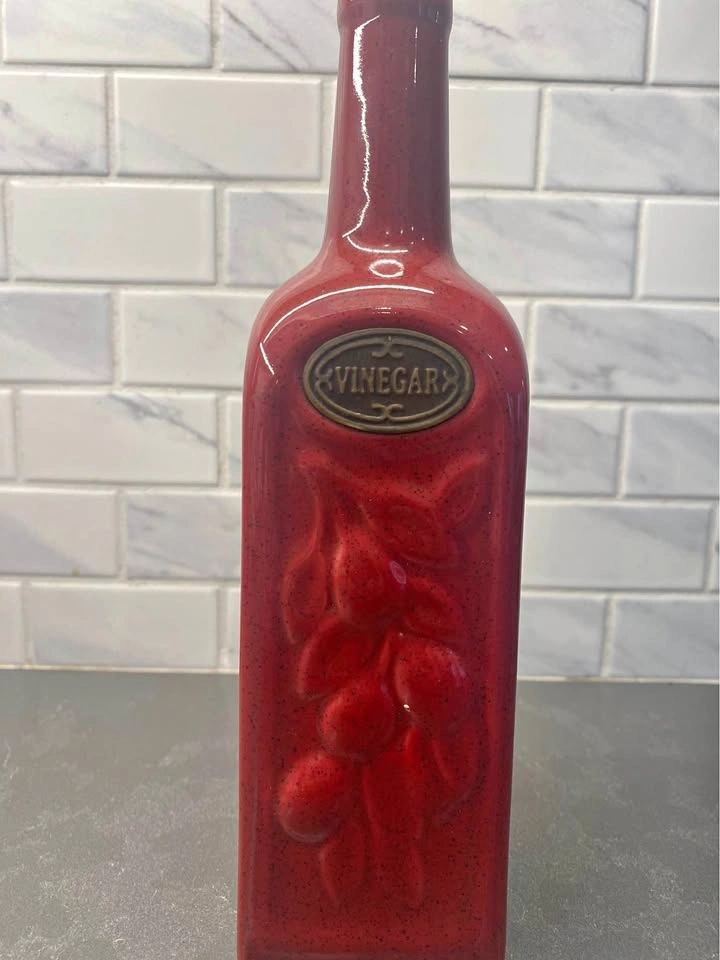 Pier 1 Red Ceramic Vinegar Dispenser