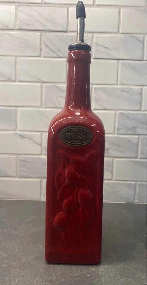 Pier 1 Red Ceramic Vinegar Dispenser - photo 3