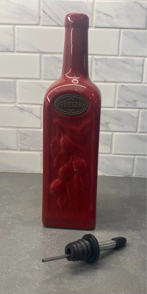 Pier 1 Red Ceramic Vinegar Dispenser - photo 4