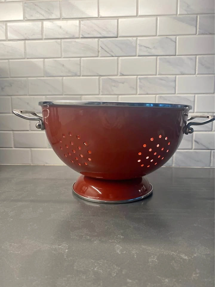 Paderno Red Enamel Colander