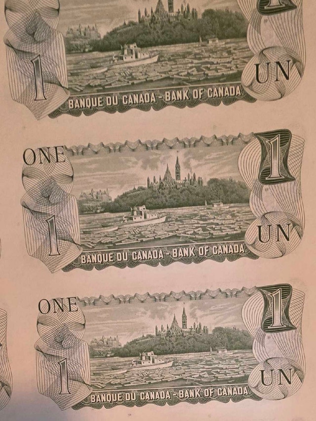 1973 Canadian 1 Dollar Bill - 40 Bill Uncut Sheet - photo 4