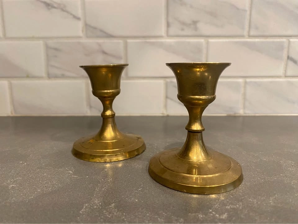 Vintage Set of 2 Brass Candlesticks/Holders - photo 2