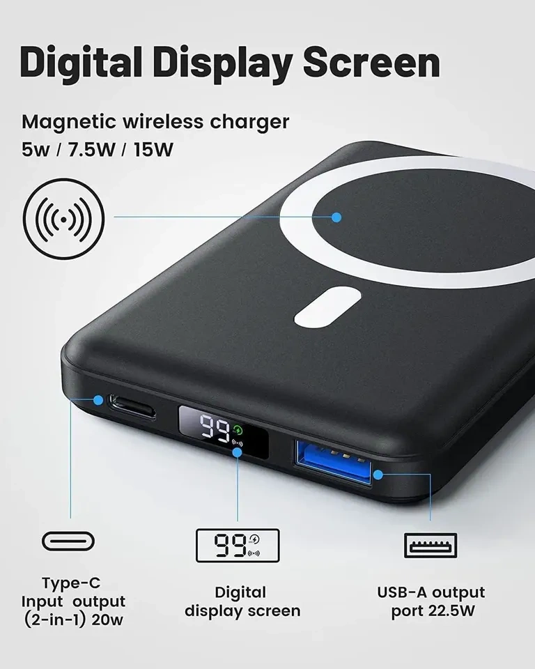 $38 MagSafe Power Bank 10000mAh with Built-in USB-C Cables - Bla - photo 2