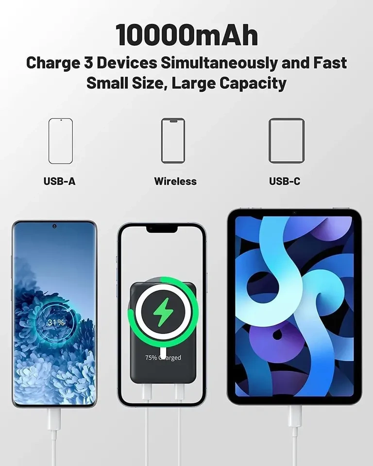 $38 MagSafe Power Bank 10000mAh with Built-in USB-C Cables - Bla - photo 3